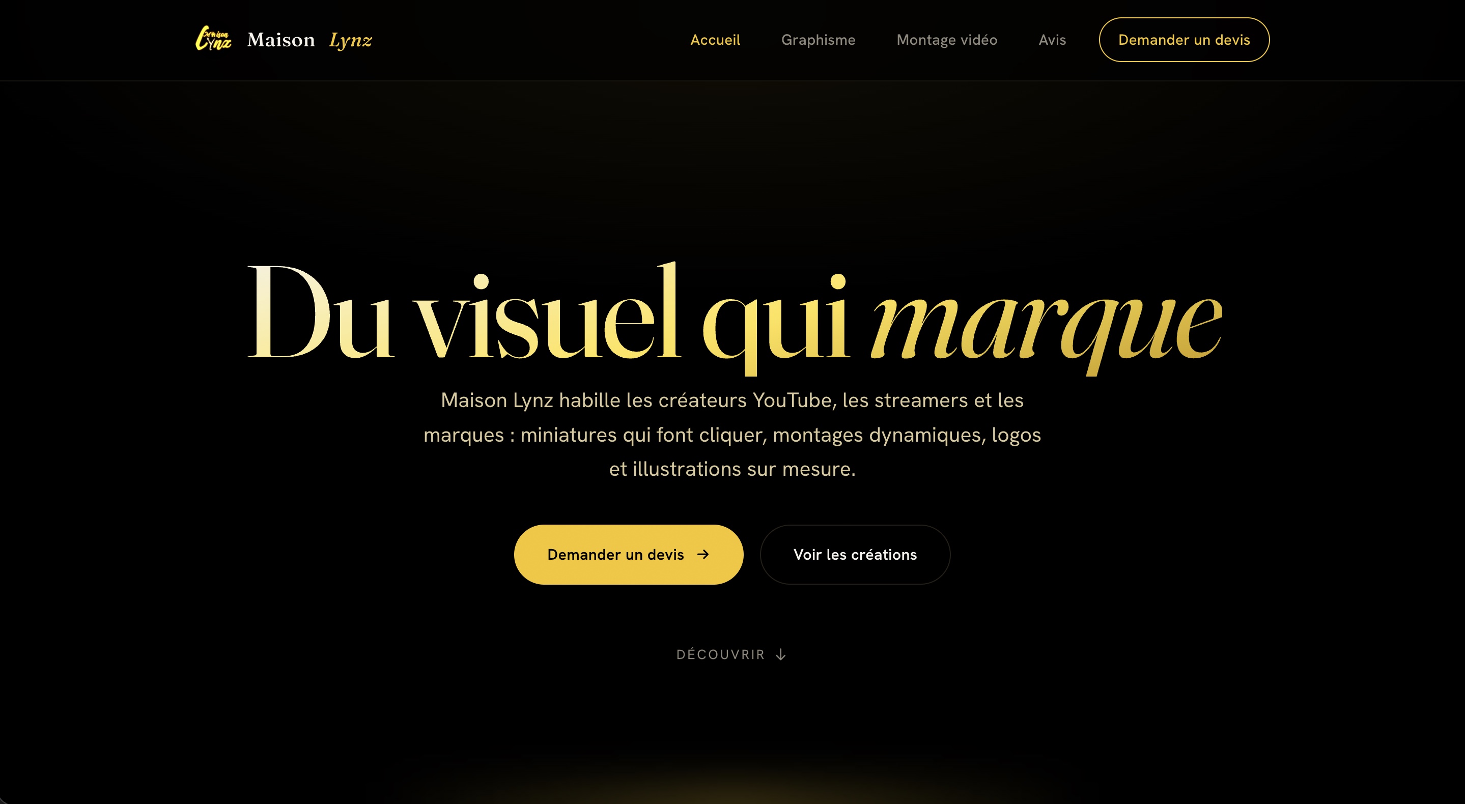 Aperçu du site Maison Lynz — studio créatif graphisme & montage vidéo